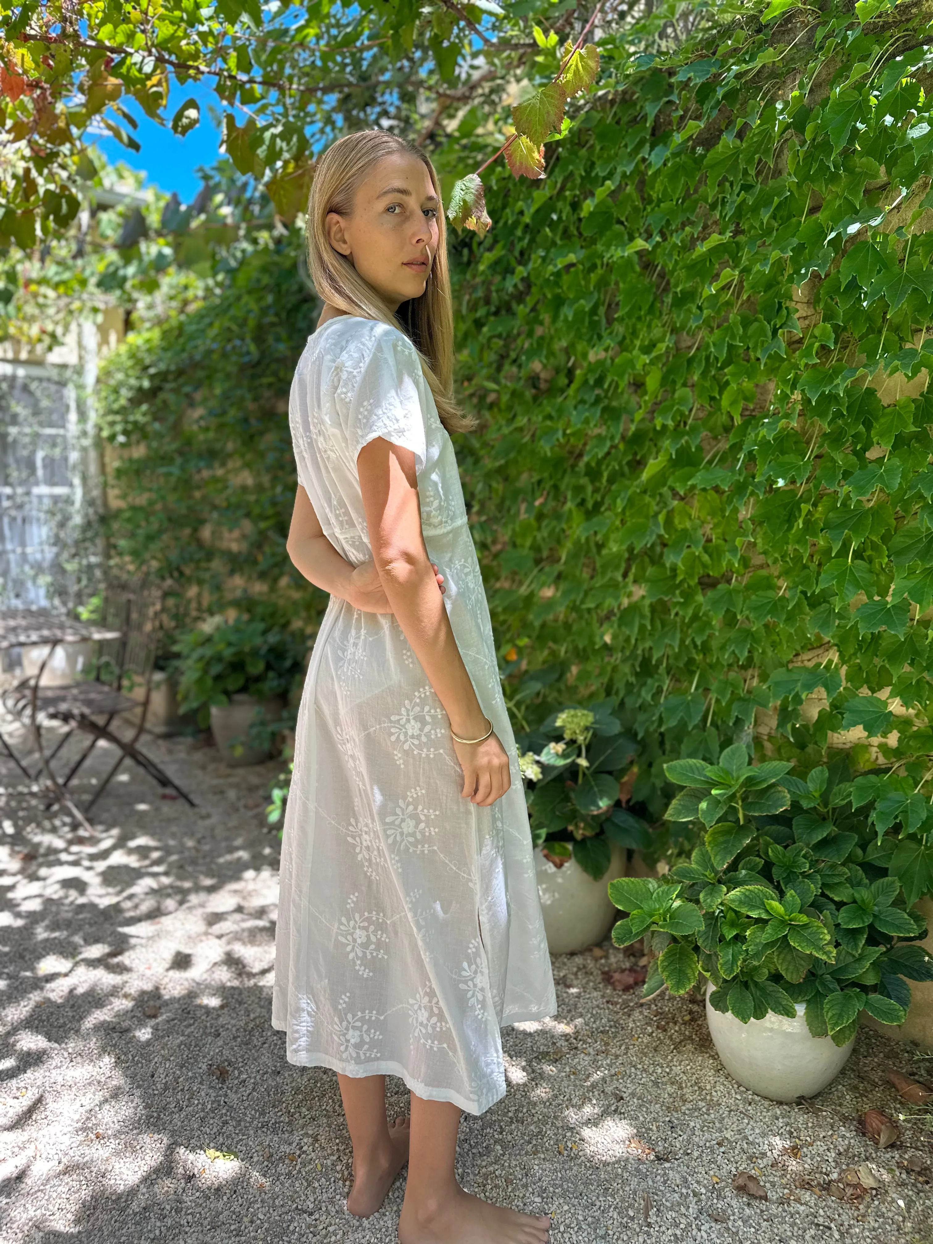 Antibes Embroidered Cotton Dress Vine