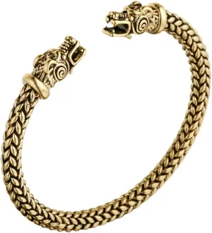 AOCHEE Norse Viking Double Dragon Head Twisted Bracelet Arm Ring Bangles Adjustable Men's Jewelry