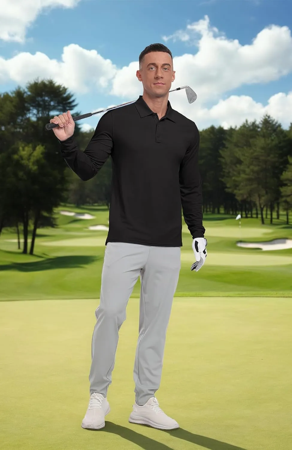 Askdeer Men's Golf Polo Shirts Long Sleeve UPF 50  Performance Collar Shirts Lightweight Summer Casual Quick Dry Tee