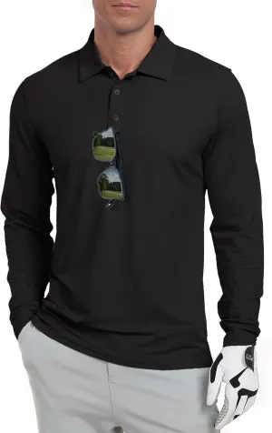Askdeer Men's Golf Polo Shirts Long Sleeve UPF 50  Performance Collar Shirts Lightweight Summer Casual Quick Dry Tee