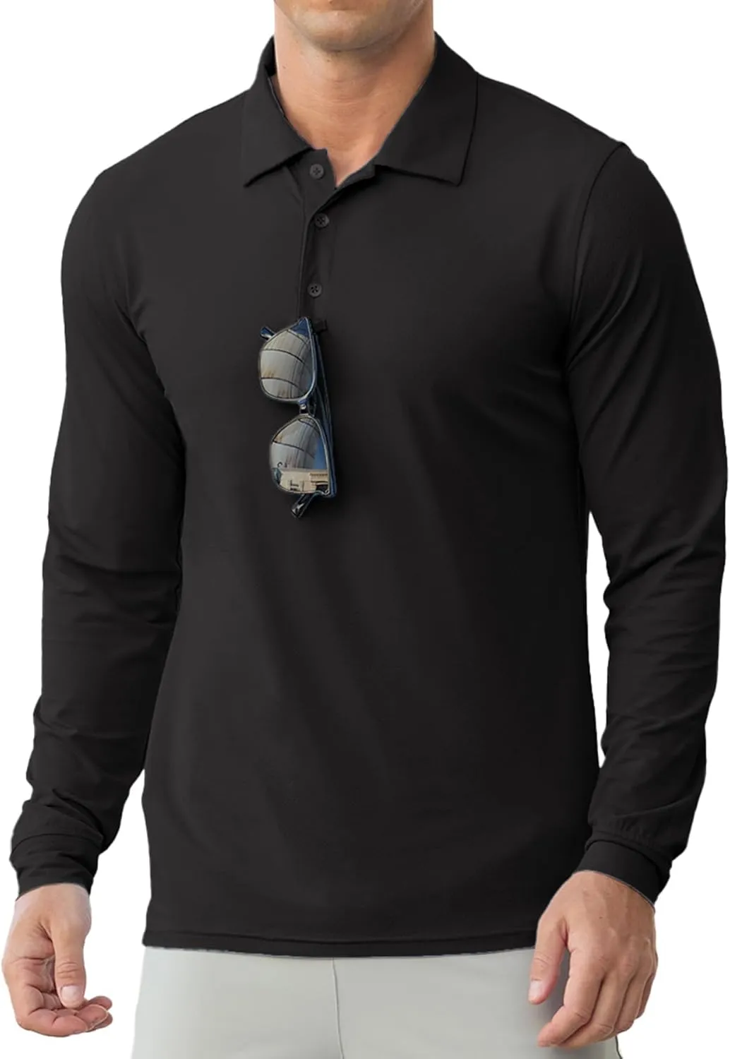Askdeer Men's Golf Polo Shirts Long Sleeve UPF 50  Performance Collar Shirts Lightweight Summer Casual Quick Dry Tee