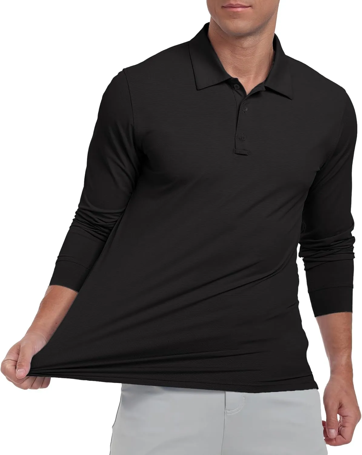 Askdeer Men's Golf Polo Shirts Long Sleeve UPF 50  Performance Collar Shirts Lightweight Summer Casual Quick Dry Tee