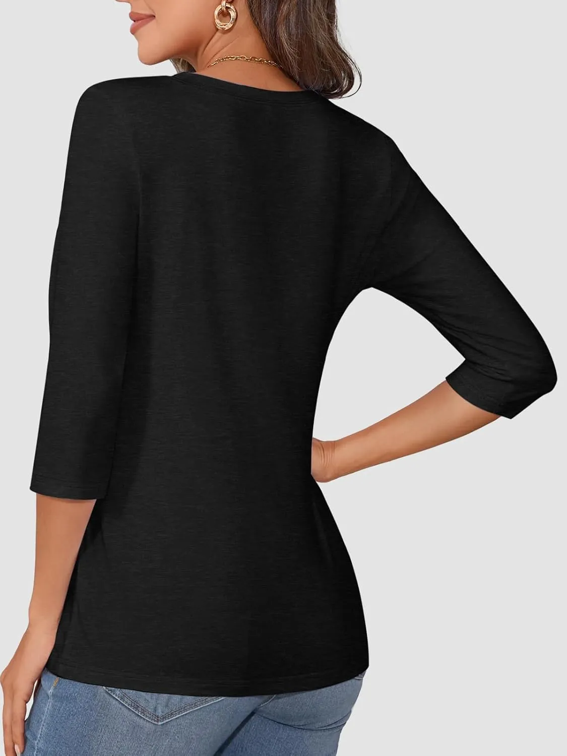 ATHMILE Womens 3/4 Sleeve T-Shirts Summer Tops Fall Fashion Blouses Beach Vacation Clothes Spring Tunic 2025 Trendy