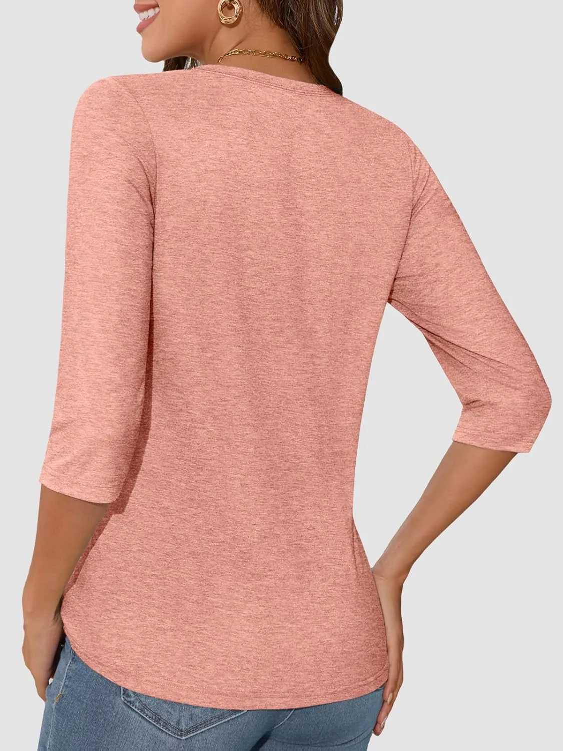 ATHMILE Womens 3/4 Sleeve T-Shirts Summer Tops Fall Fashion Blouses Beach Vacation Clothes Spring Tunic 2025 Trendy