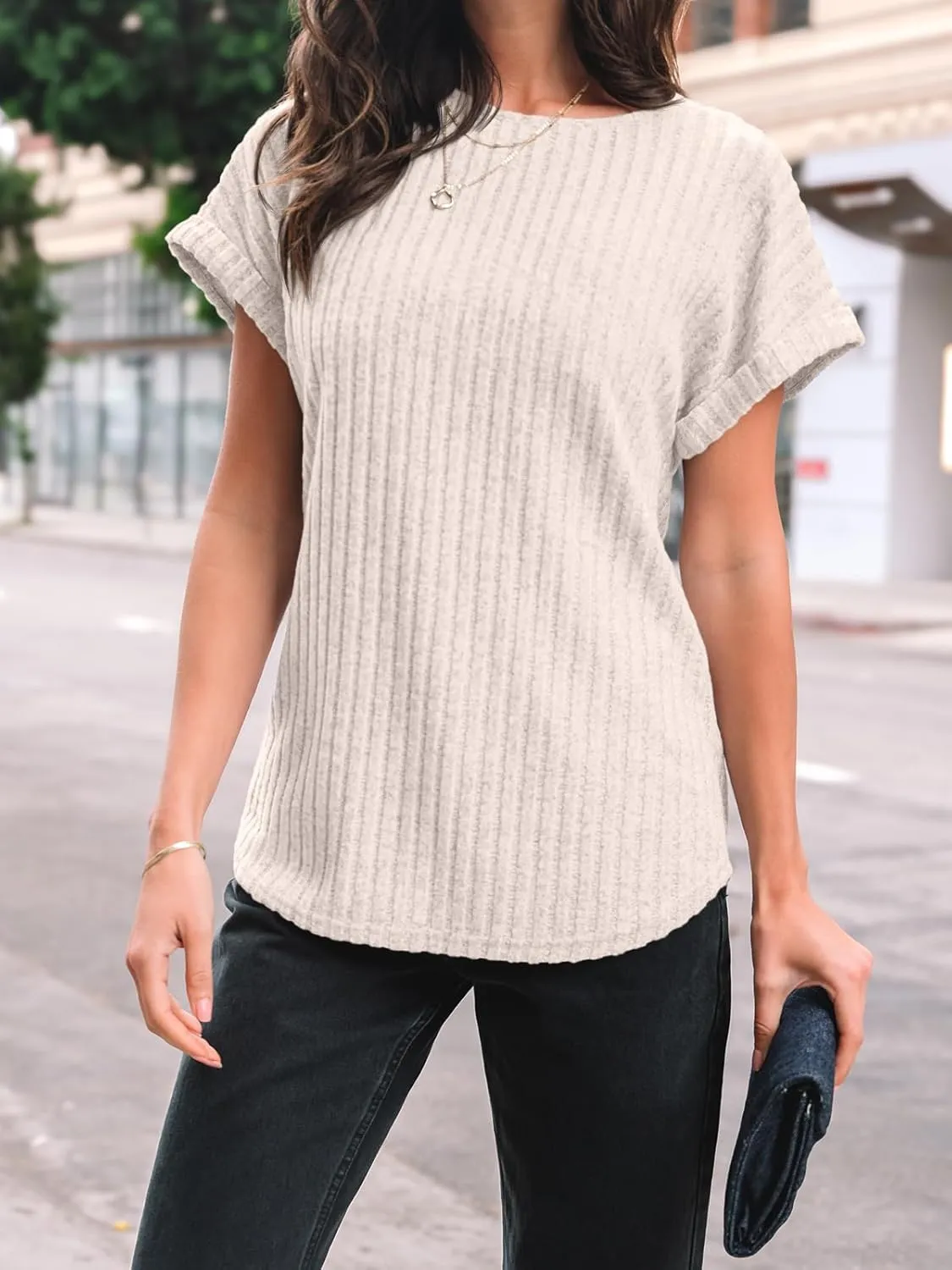 AUTOMET Women Shirts Summer Sweaters Regular Fit Short Sleeve Tunic Tops 2025 Dressy Casual Business Blouses