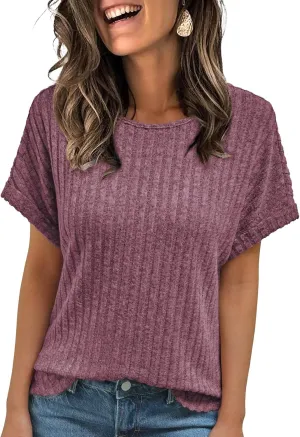 AUTOMET Women Shirts Summer Sweaters Regular Fit Short Sleeve Tunic Tops 2025 Dressy Casual Business Blouses