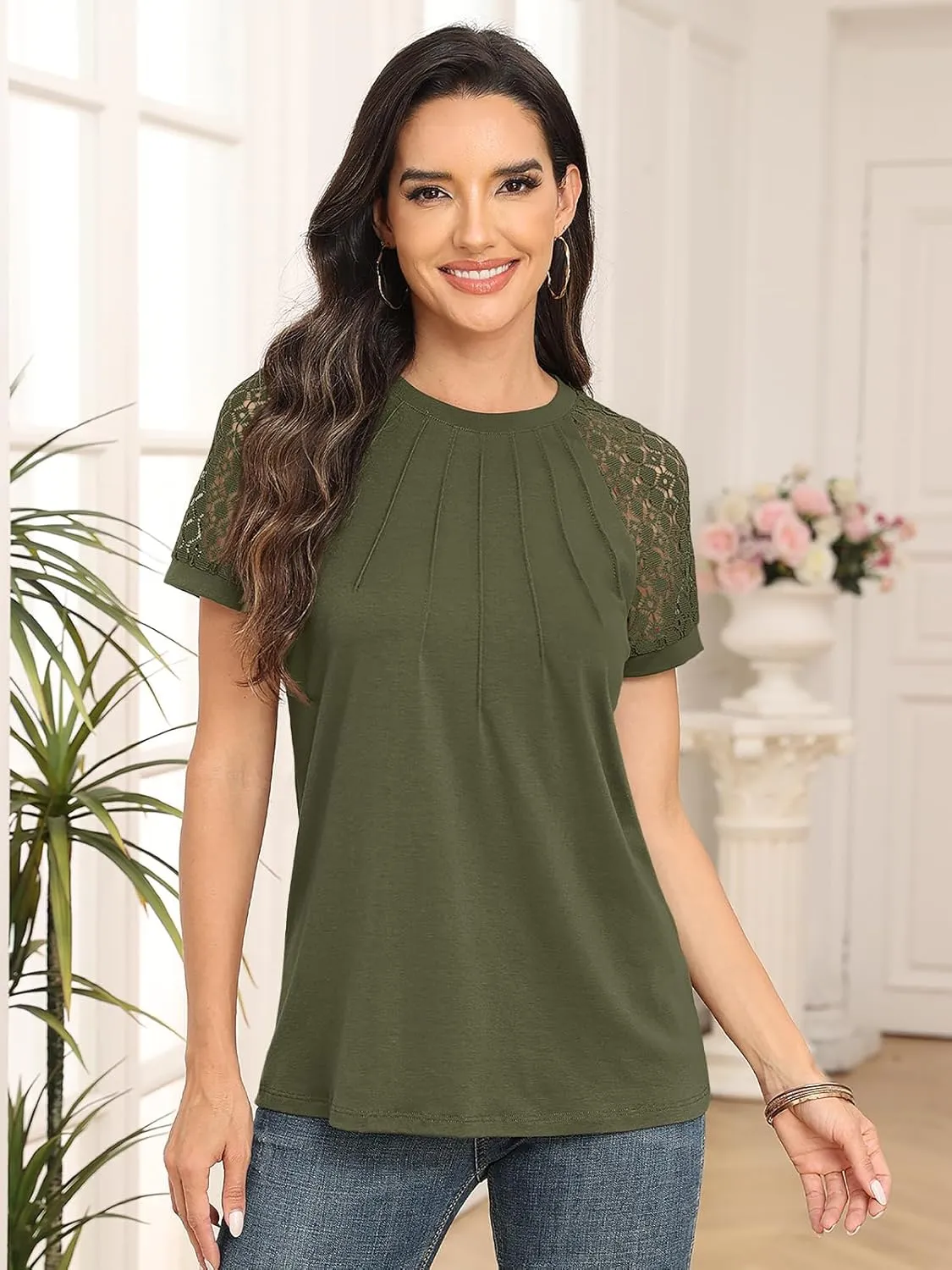 AUTOMET Womens Summer Tops Spring Shirts Trendy Vacation Outfits Short Sleeve Business Tshirts Fashion Casual Blouses