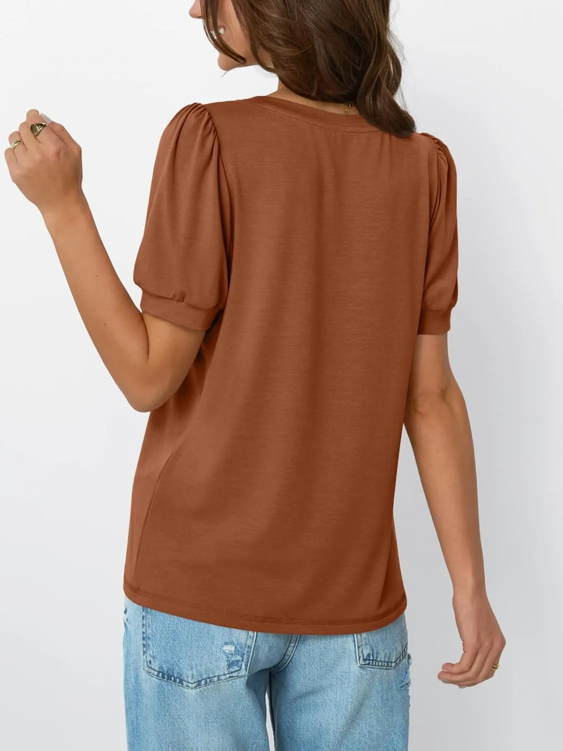 AUTOMET Womens Tops Short Sleeve T-Shirts Blouses Dressy Casual Business Puff Pleated Summer Fashion 2025 Basic Comfy Clothes