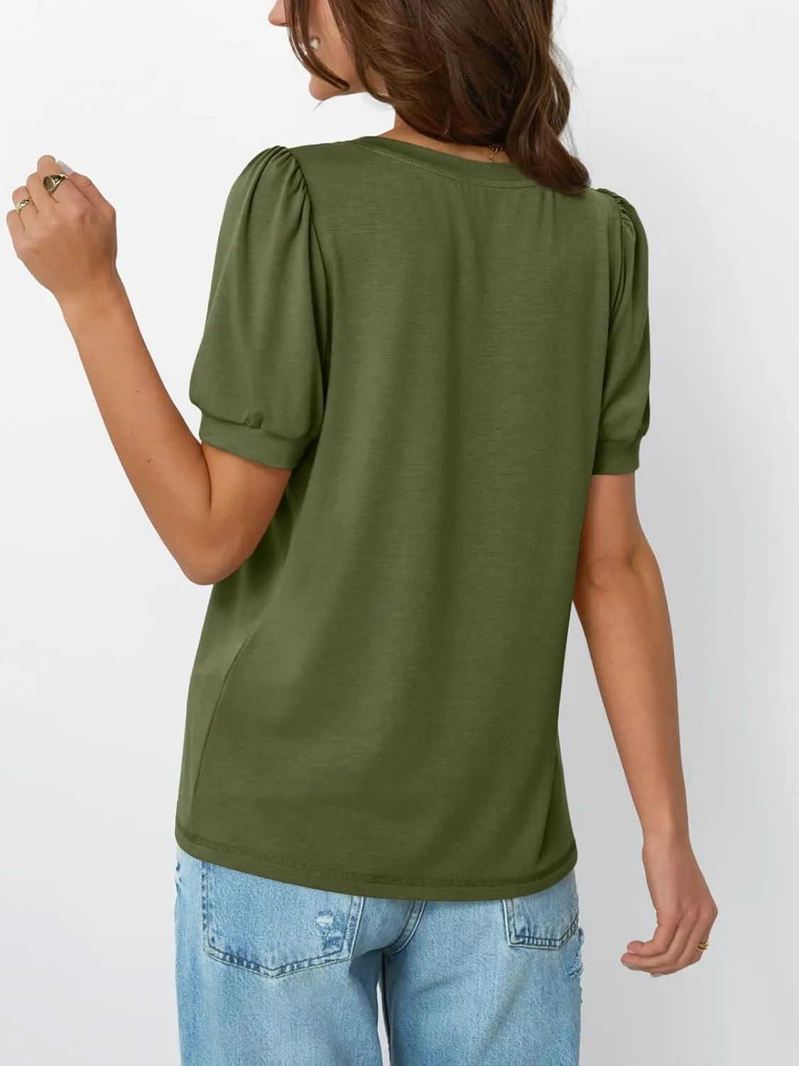 AUTOMET Womens Tops Short Sleeve T-Shirts Blouses Dressy Casual Business Puff Pleated Summer Fashion 2025 Basic Comfy Clothes