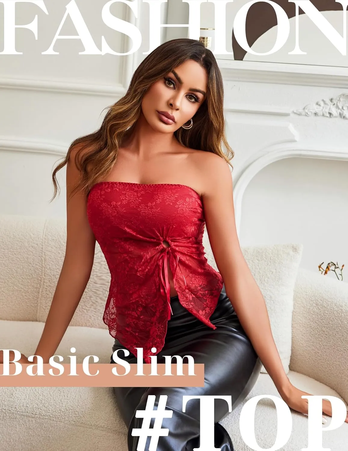 Avidlove Going Out Tops for Women Lace Camisole Y2k Tube Crop Tops Side Slit Bralettes Lingerie