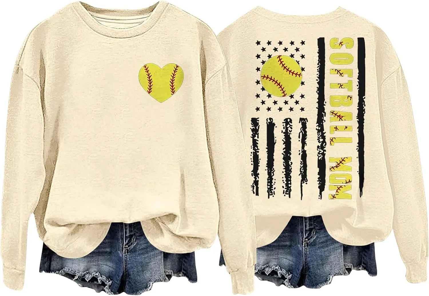 Baseball Mom Shirt Womens Long Sleeve Graphic Plus Size Softball Hoodies Heart Printed Casual Pullover Tops