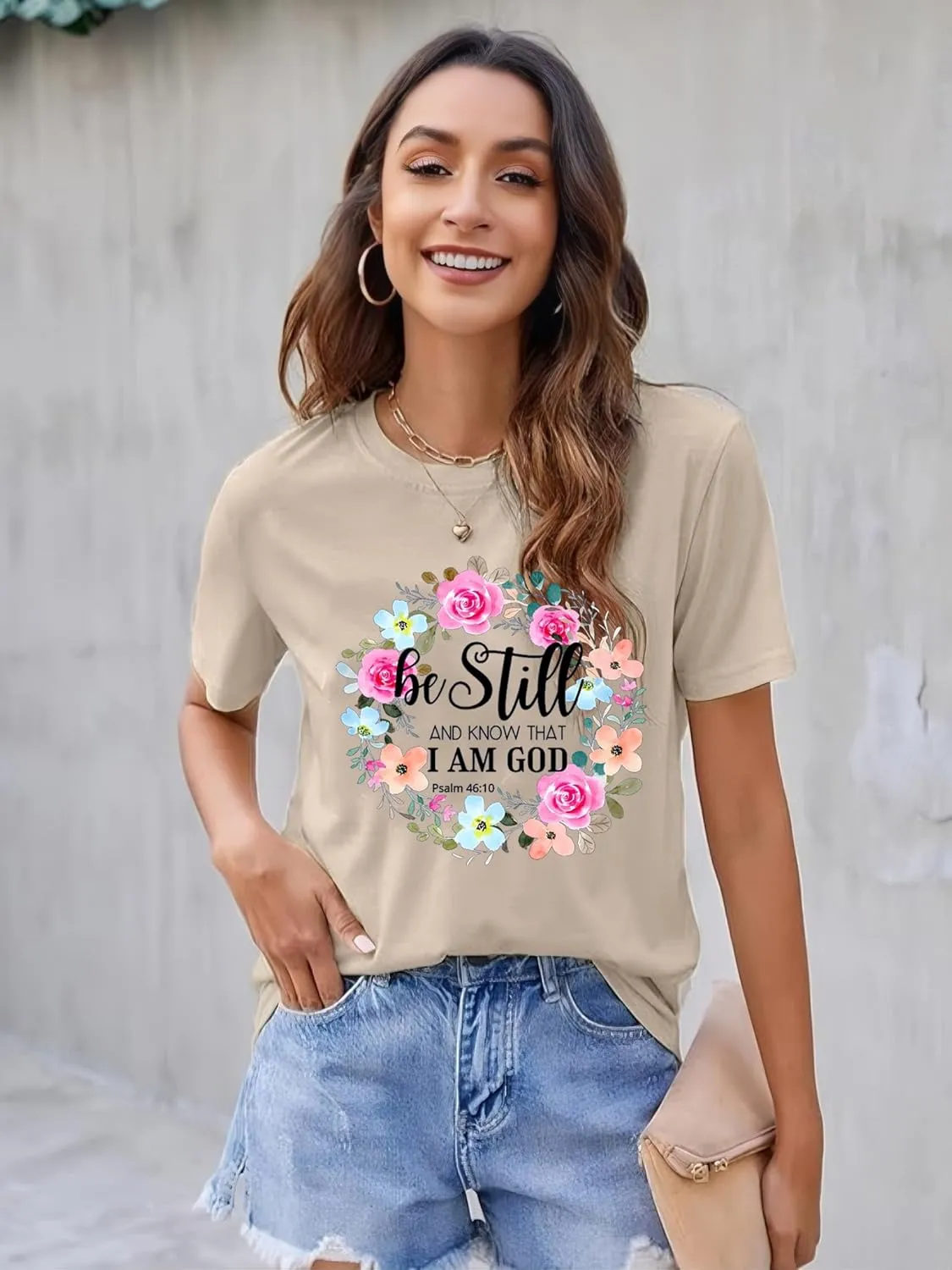 Be Still and Know Shirts for Women Casual Short Sleeve Christian Tee Tops