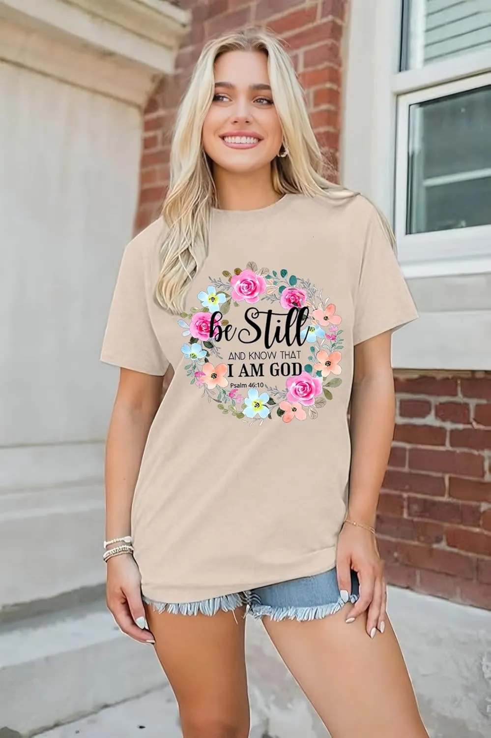 Be Still and Know Shirts for Women Casual Short Sleeve Christian Tee Tops