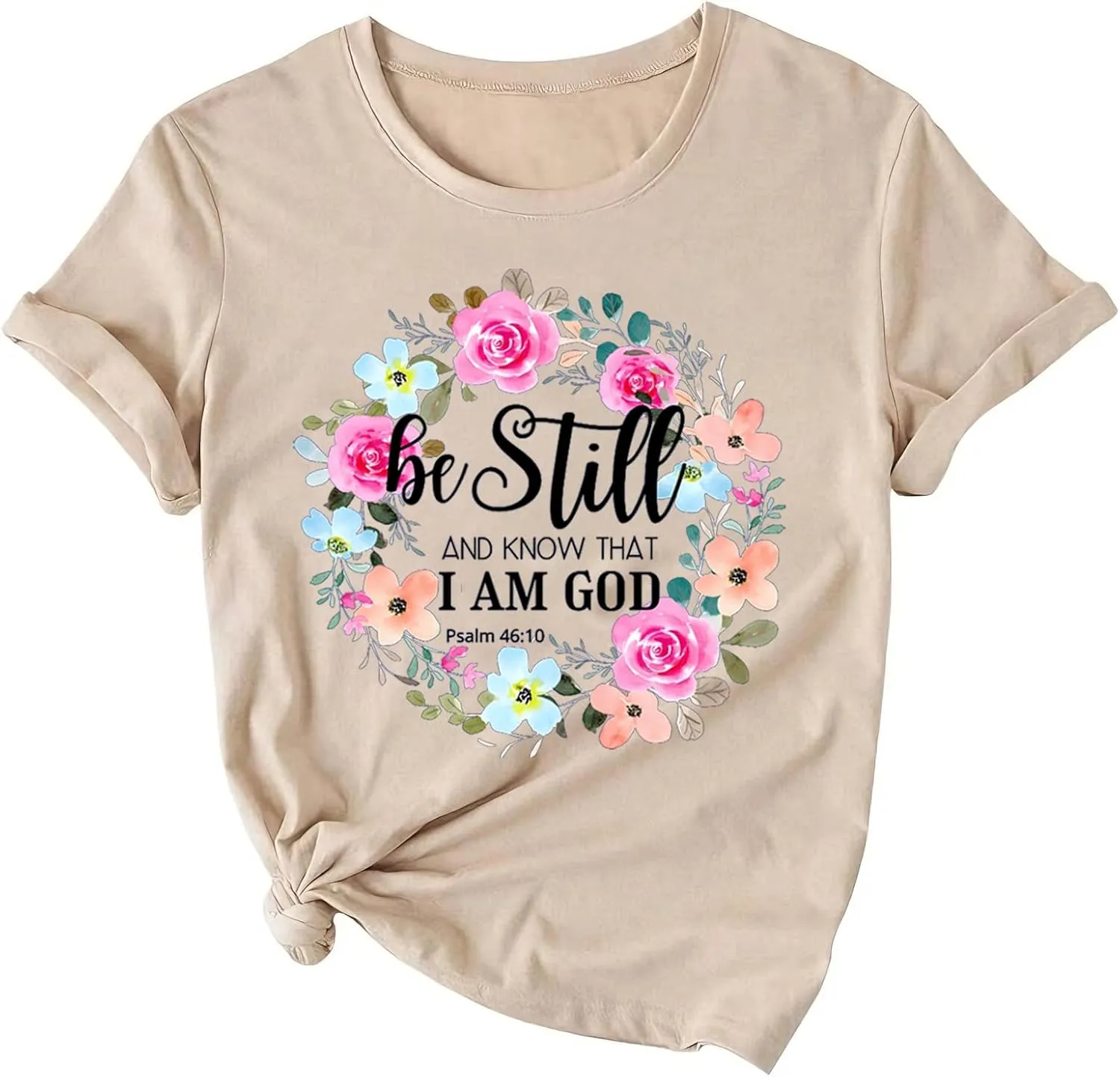 Be Still and Know Shirts for Women Casual Short Sleeve Christian Tee Tops