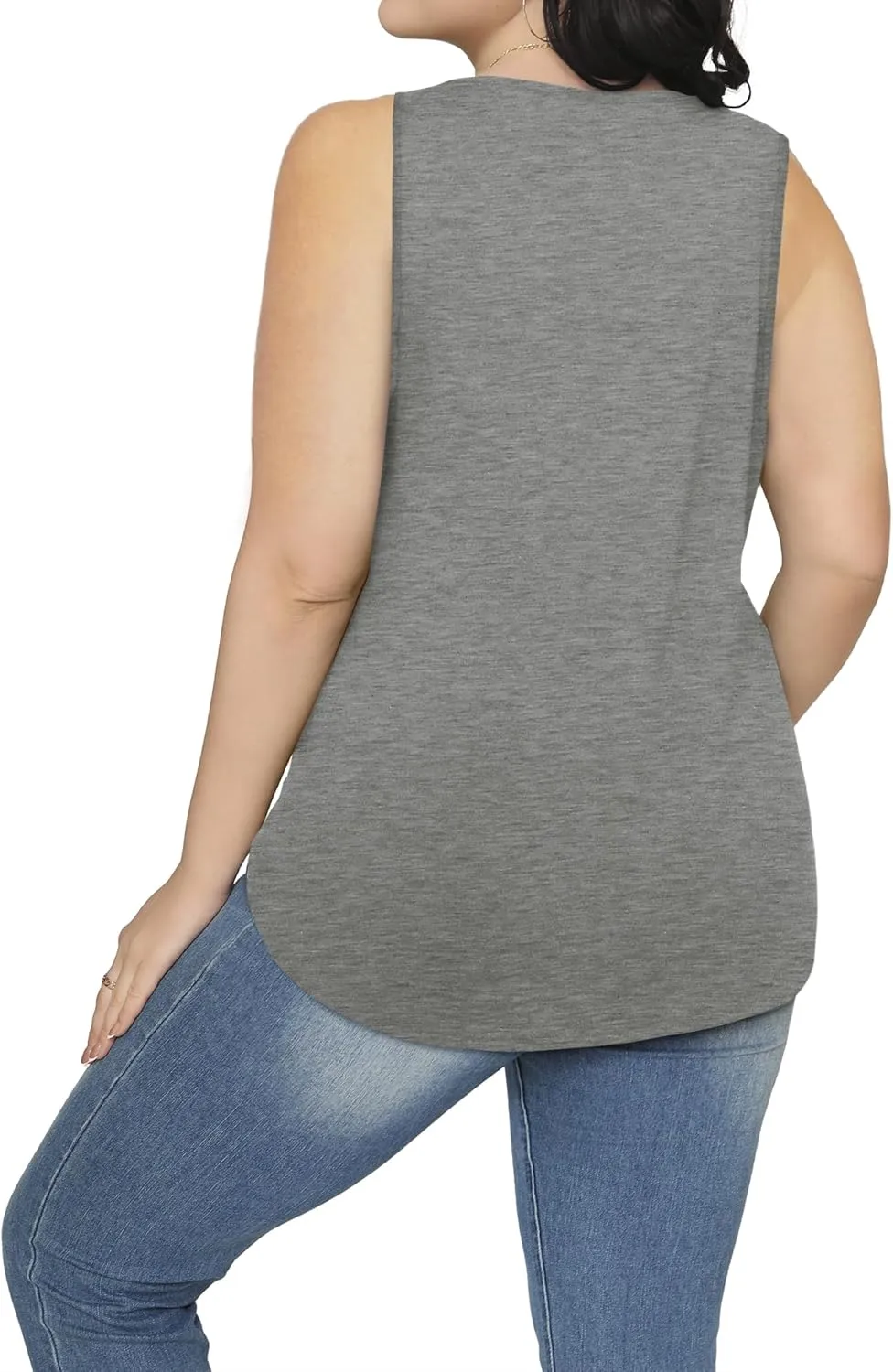 Besshopie Womens Summer Tank Tops Pleated Round Neck Sleeveless Tops for Women Casual Flowy
