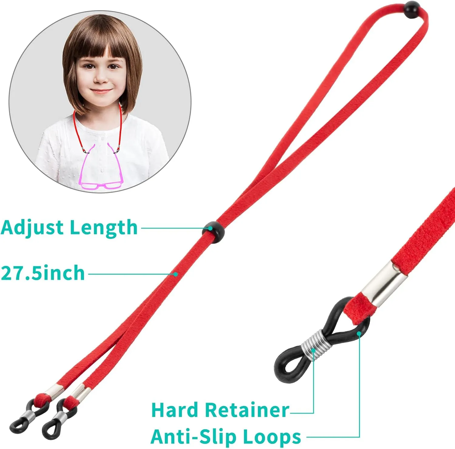 BILIONE Eyeglass Strap, 6Pcs Premium Glasses Holder Chains, Multicolor Eyewear Retainer for Women Men and Kids