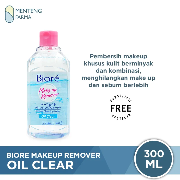 Biore Make Up Remover Perfect Cleansing Water Oil Clear 300 ML - Pembersih Makeup Untuk Kulit Berminyak Dan Kombinasi