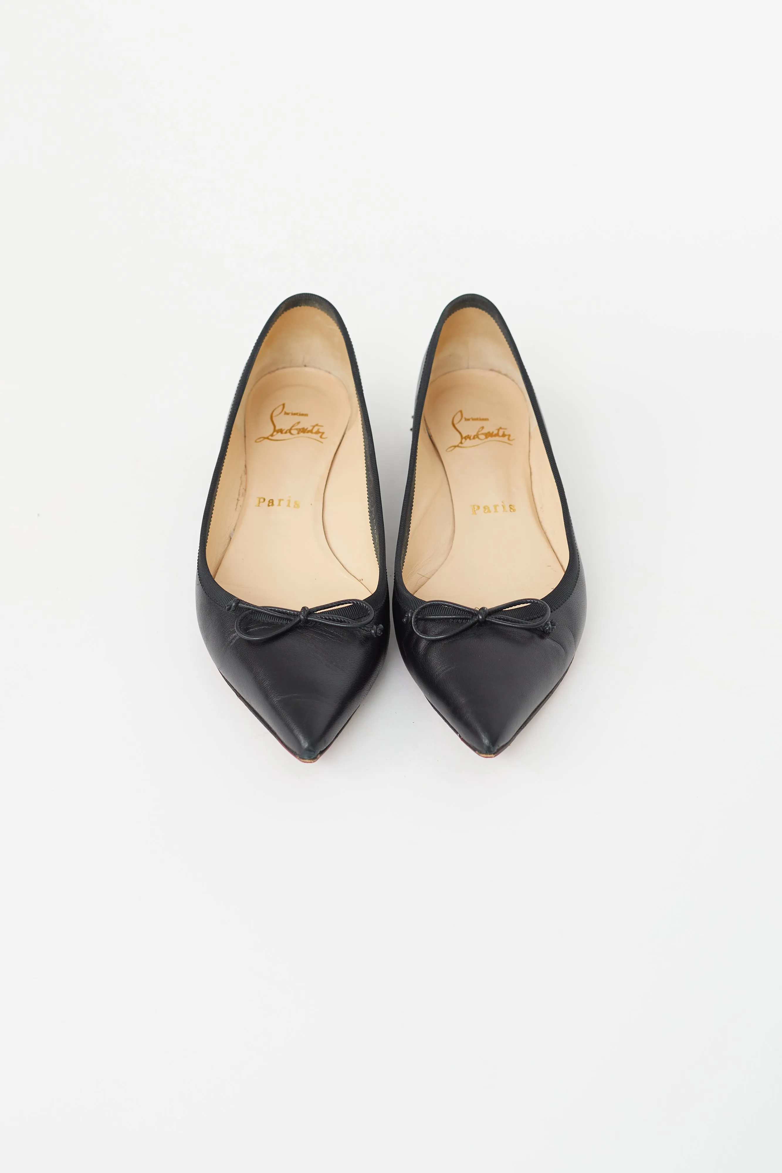Black Leather Hall Spiked Ballet Flat