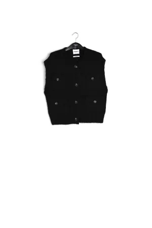 Black sleeveless mohair-blend cardigan