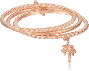 BLOSSOM & HUE Sterling Silver Dainty Tree Charm Triple Rings