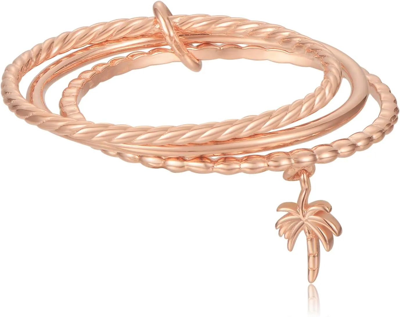 BLOSSOM & HUE Sterling Silver Dainty Tree Charm Triple Rings