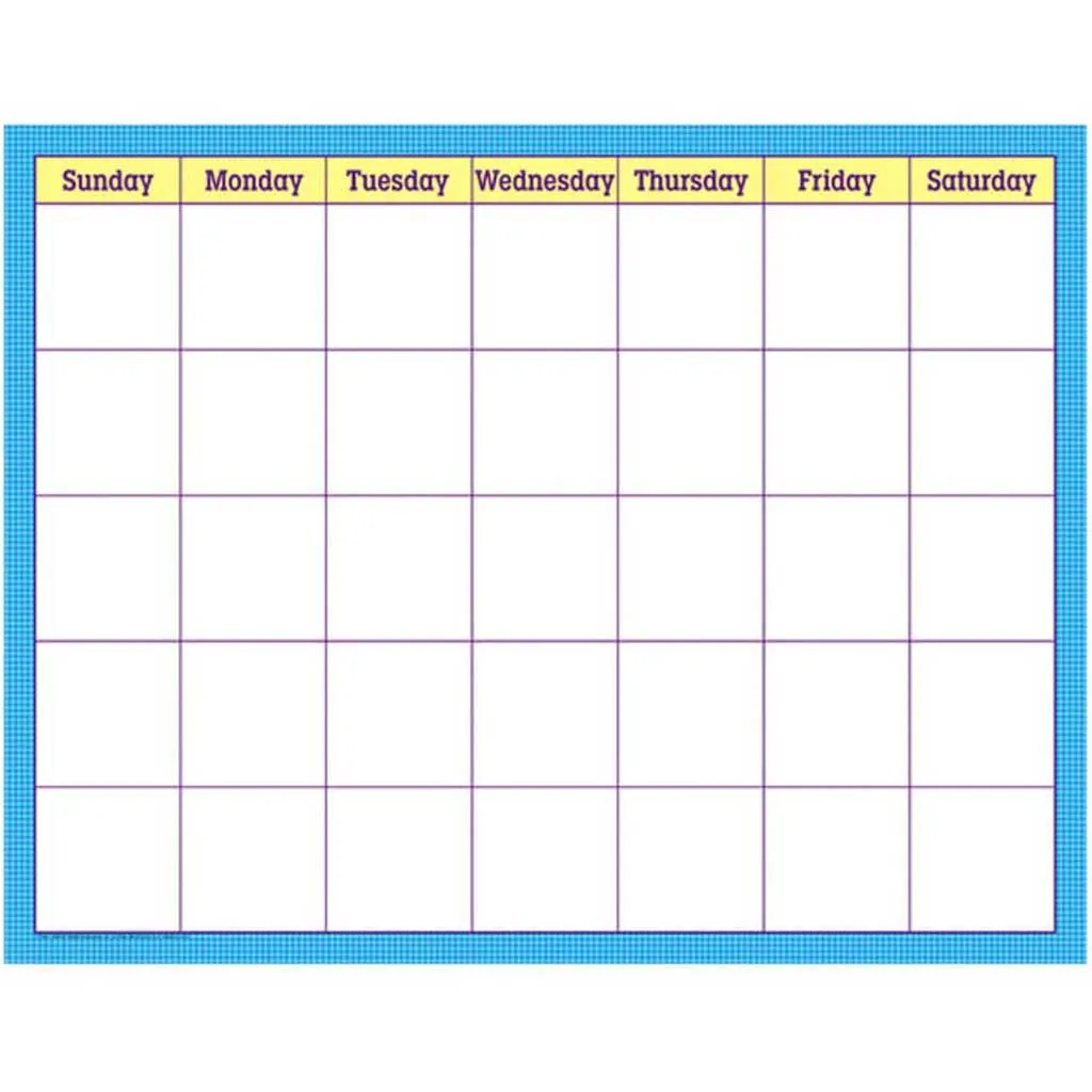 Blue Check Wipe-Off Calendar Monthly