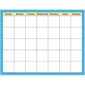 Blue Check Wipe-Off Calendar Monthly