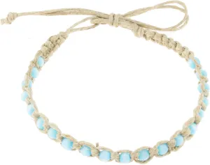 BlueRica Hemp Anklet with Cat's Eye Beads