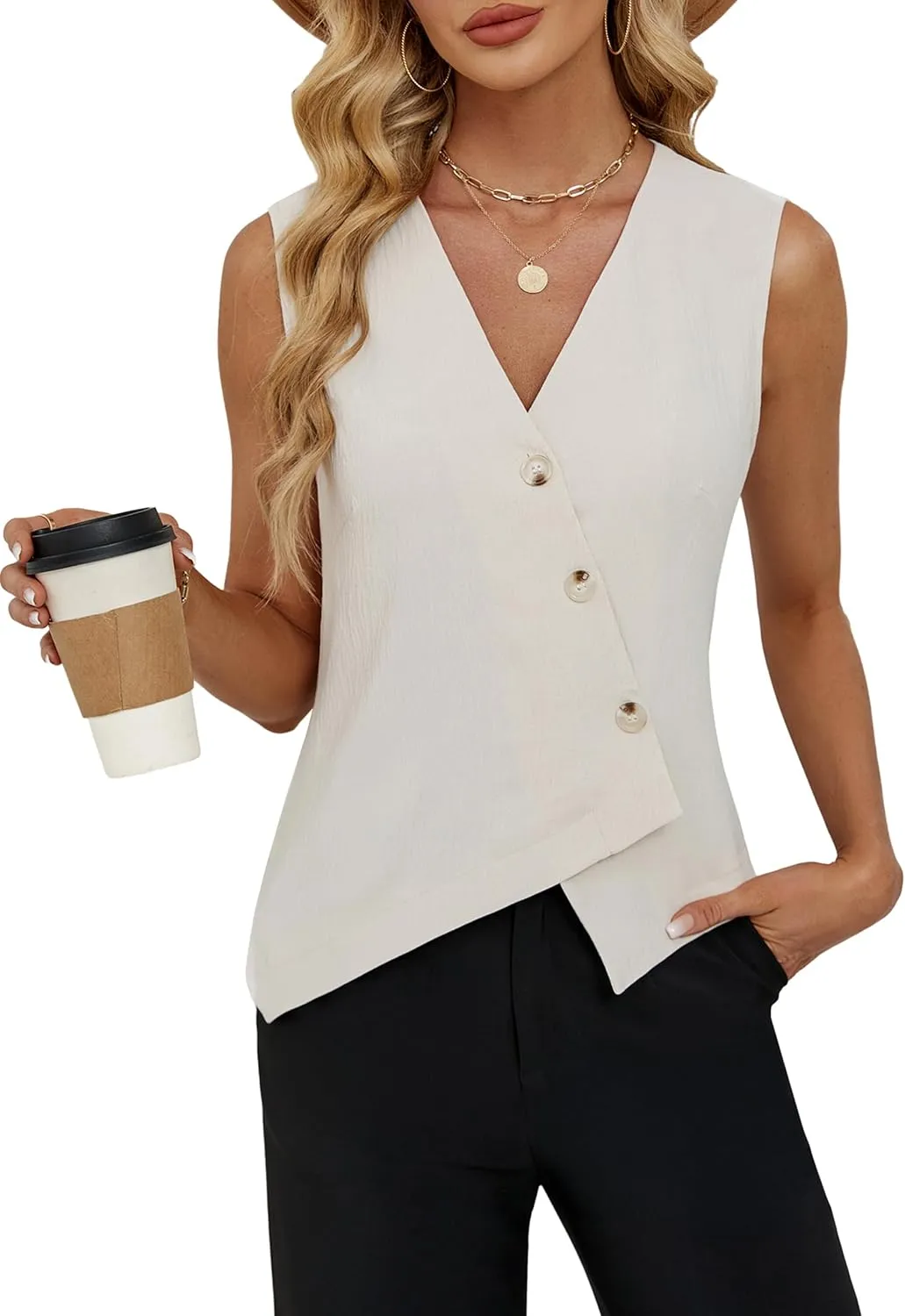 BMJL Womens Summer Tops Dressy Casual Tank Tops Business Casual Outfits Sleeveless Lightweight Work Blazers