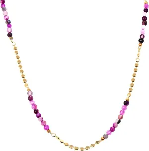 Bohemian Purple Agate Match Gold Beads Necklace for Women Elegant Layered Necklace Adjustable Length Daily Jewelry for Women