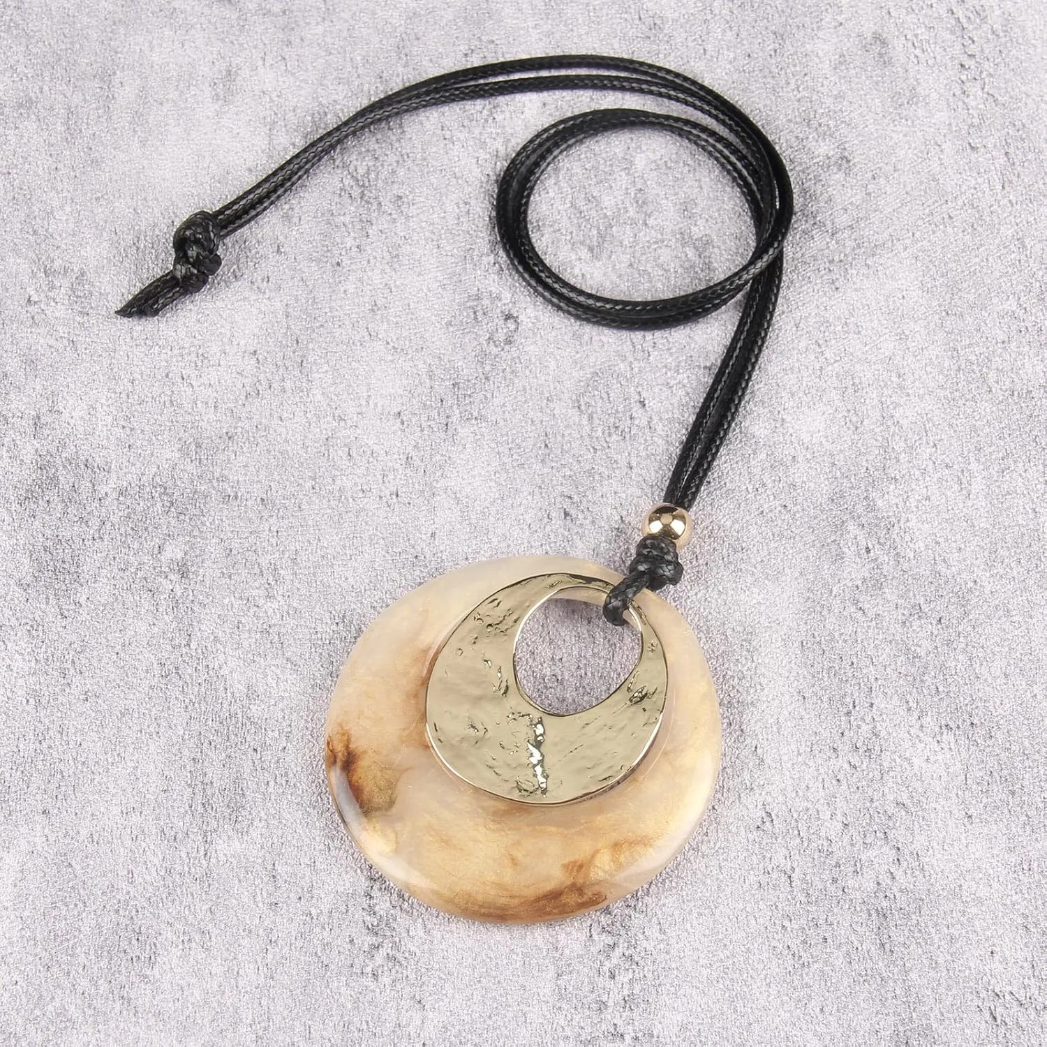Bohemian Women's Leather Long Pendant Necklace Sweater necklace Adjustable Leather Retro Necklace Woven Handmade Jewelry