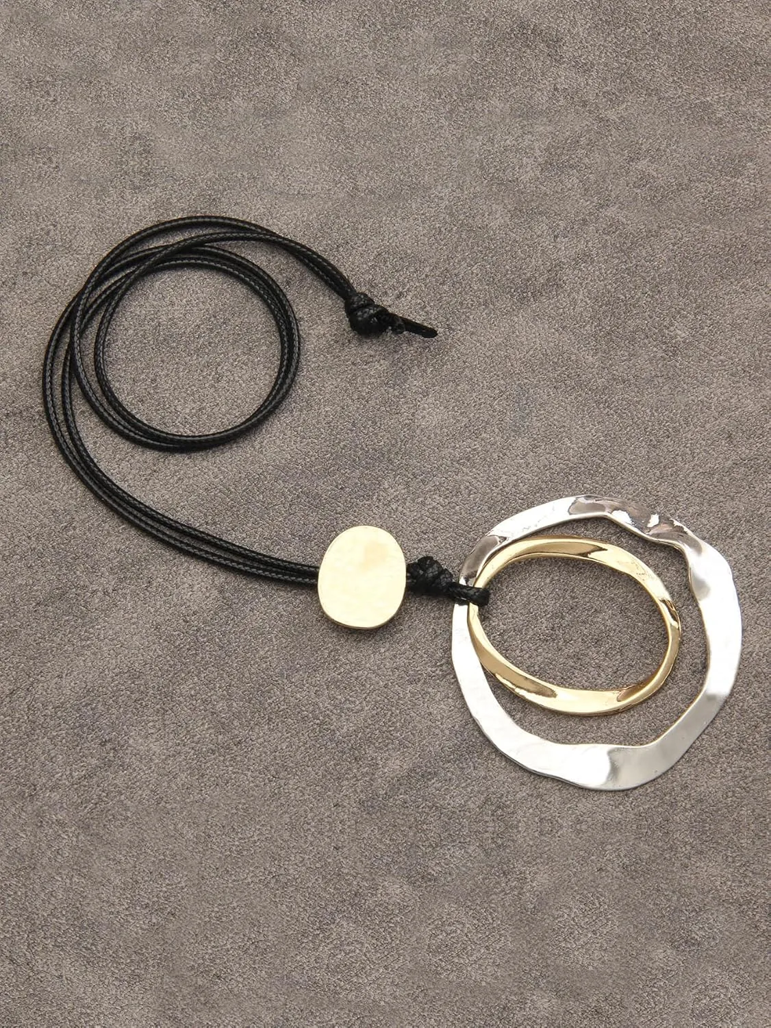 Bohemian Women's Leather Long Pendant Necklace Sweater necklace Adjustable Leather Retro Necklace Woven Handmade Jewelry