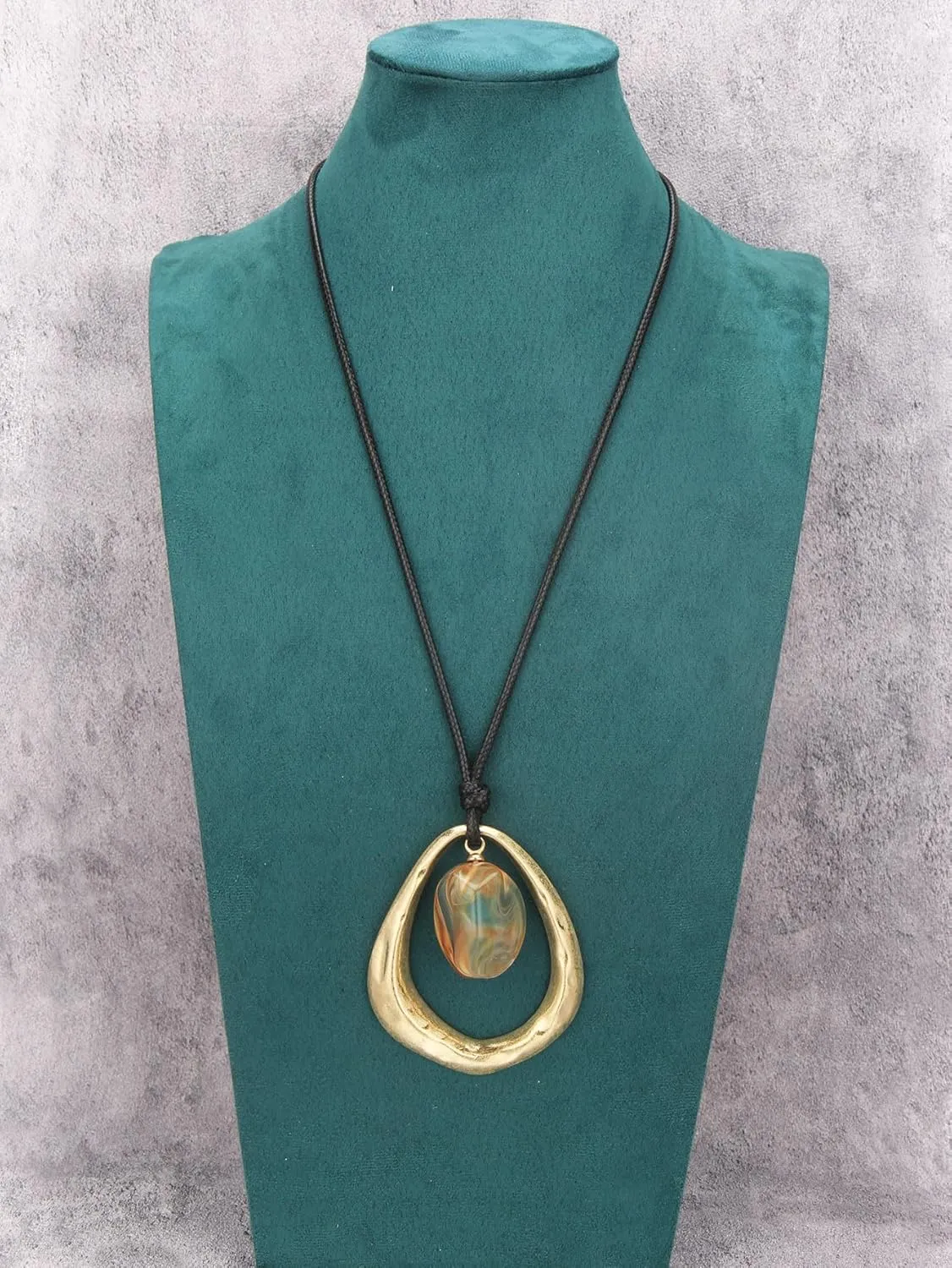 Bohemian Women's Leather Long Pendant Necklace Sweater necklace Adjustable Leather Retro Necklace Woven Handmade Jewelry