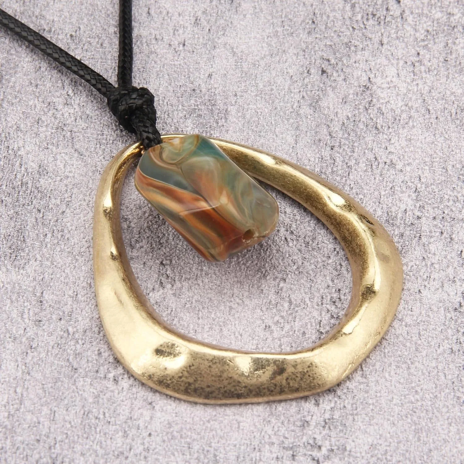 Bohemian Women's Leather Long Pendant Necklace Sweater necklace Adjustable Leather Retro Necklace Woven Handmade Jewelry