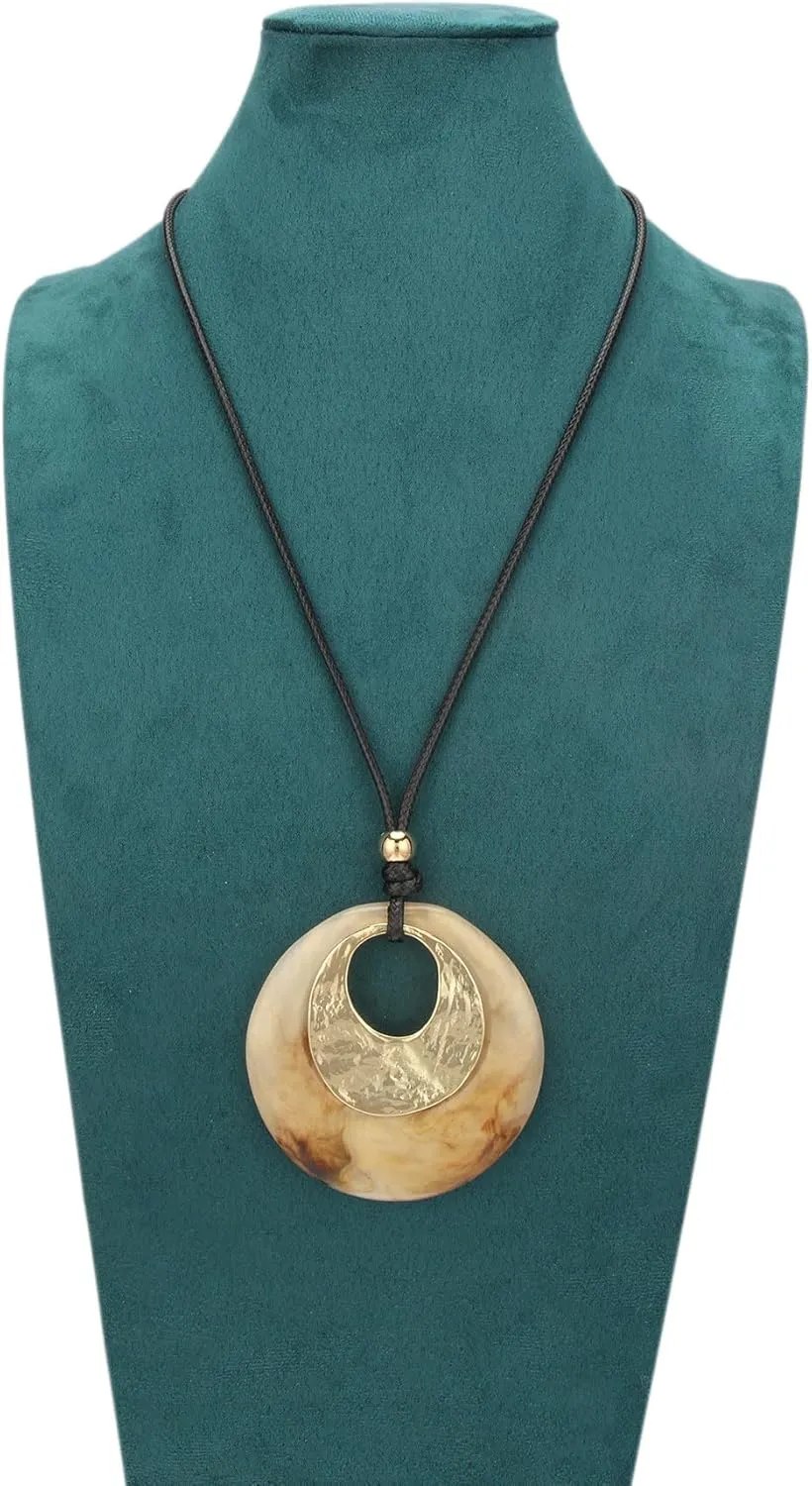 Bohemian Women's Leather Long Pendant Necklace Sweater necklace Adjustable Leather Retro Necklace Woven Handmade Jewelry