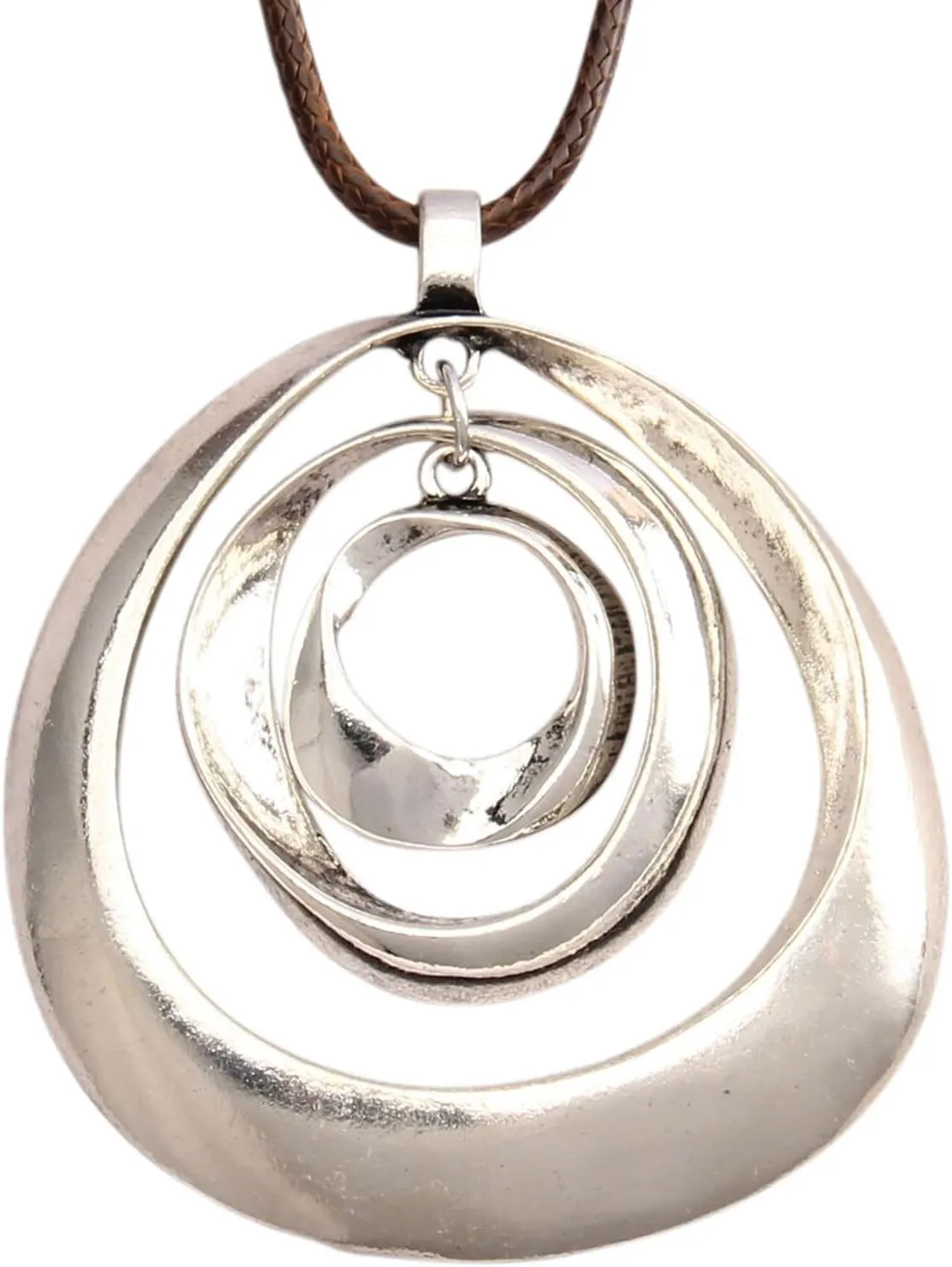 Boho Necklaces for Women Long Wooden Pendant Vintage Necklace Sweater Chain Necklace Handmade Jewelry