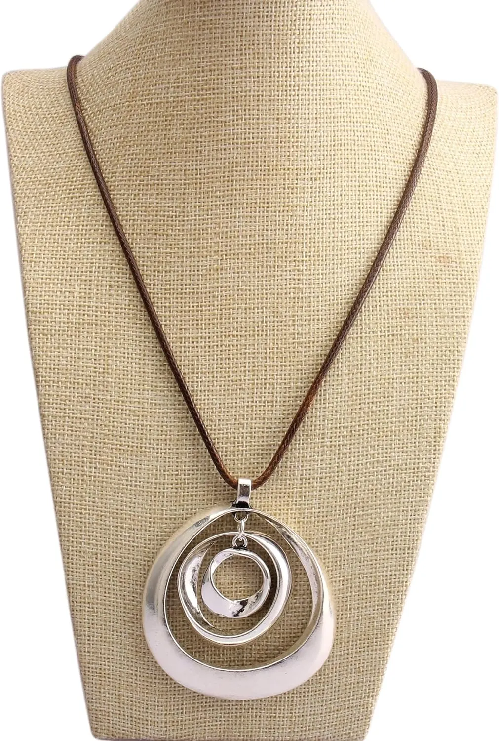 Boho Necklaces for Women Long Wooden Pendant Vintage Necklace Sweater Chain Necklace Handmade Jewelry