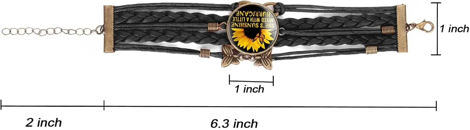 Boho Sunflower Gifts Sunflower Leather Bohemian Bracelet Birthday Gifts for Women Teens Granddaughter Wife Daughter Mom Friendship Bracelets for Her
