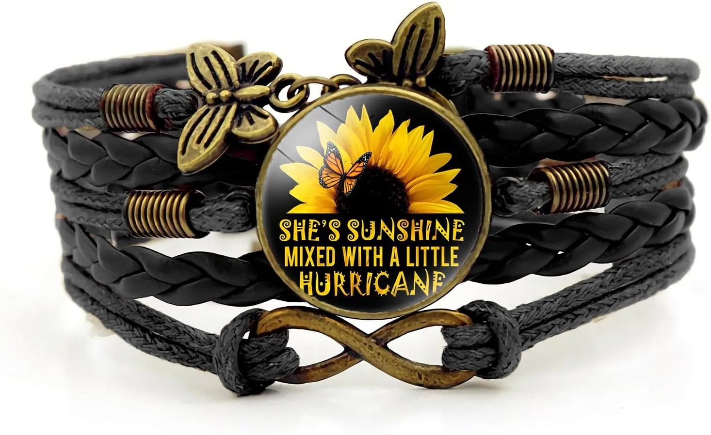 Boho Sunflower Gifts Sunflower Leather Bohemian Bracelet Birthday Gifts for Women Teens Granddaughter Wife Daughter Mom Friendship Bracelets for Her