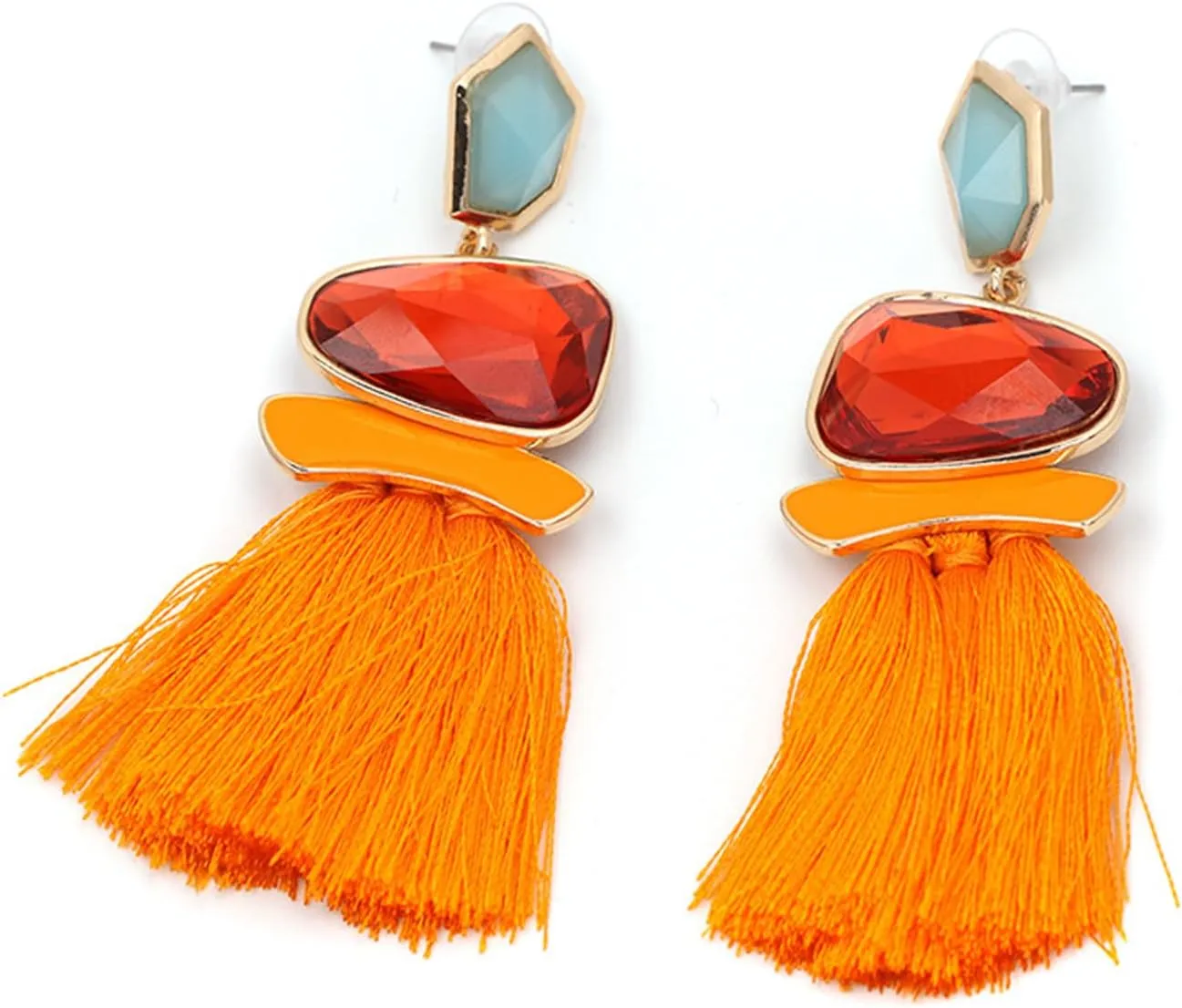 Boho Vintage Statement National Style Tassel Water Heart Leaf Shaped Alloy Long Drop Dangle Earrings