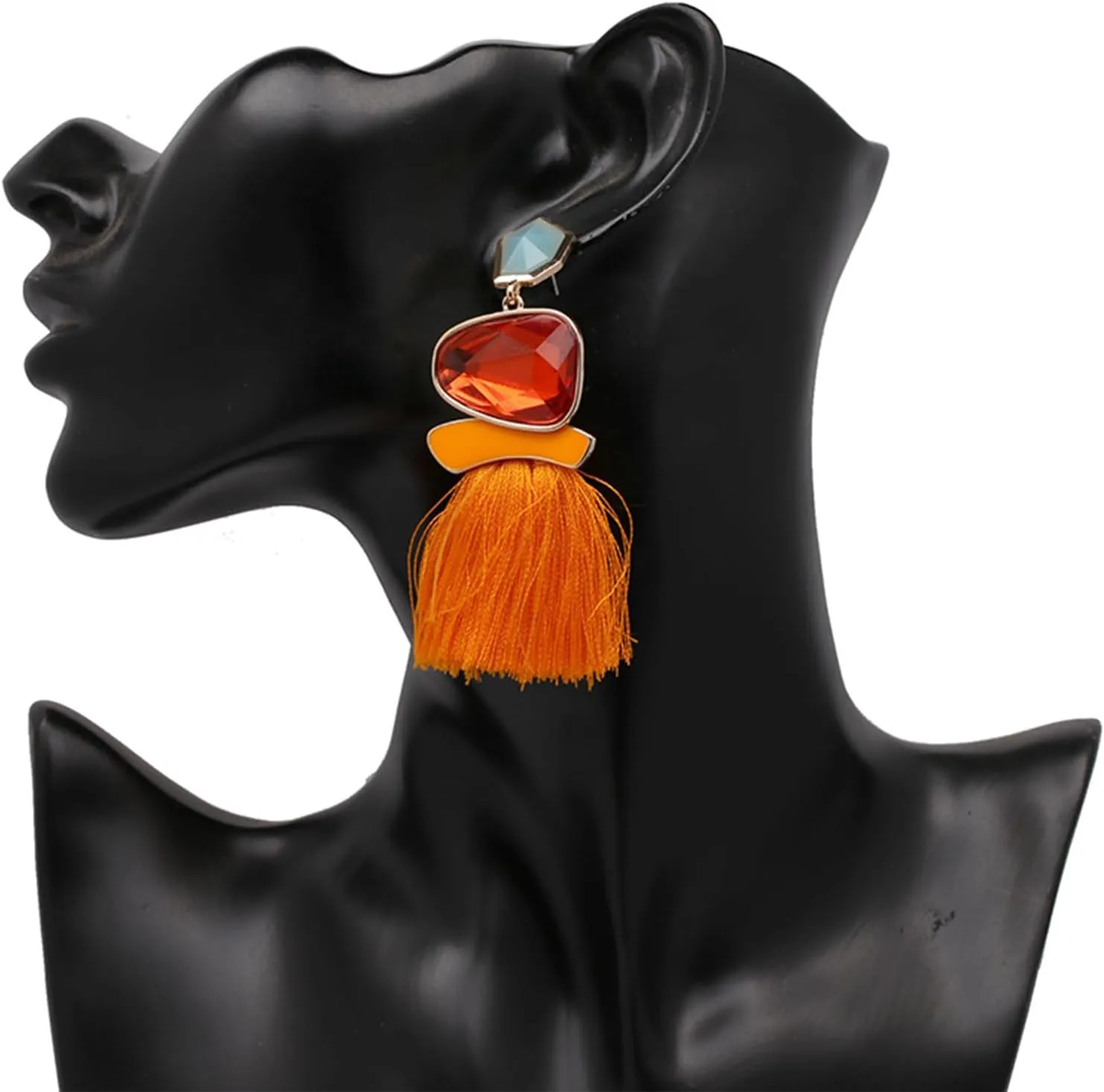 Boho Vintage Statement National Style Tassel Water Heart Leaf Shaped Alloy Long Drop Dangle Earrings
