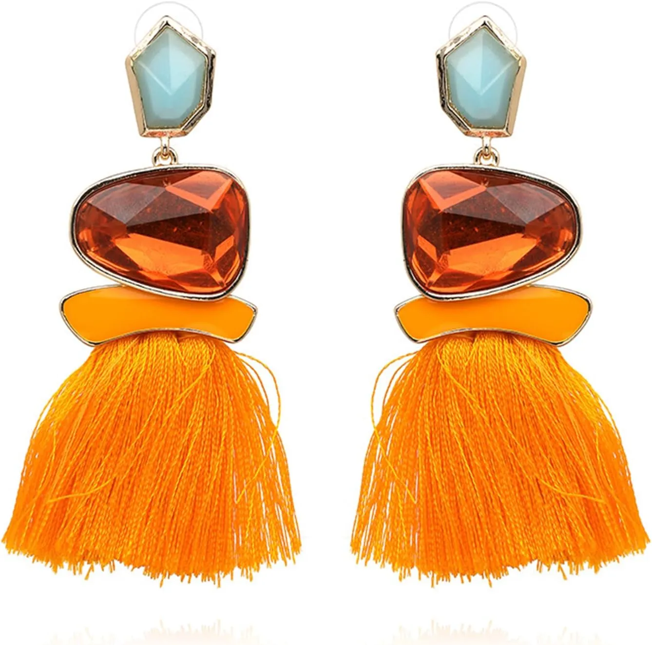 Boho Vintage Statement National Style Tassel Water Heart Leaf Shaped Alloy Long Drop Dangle Earrings