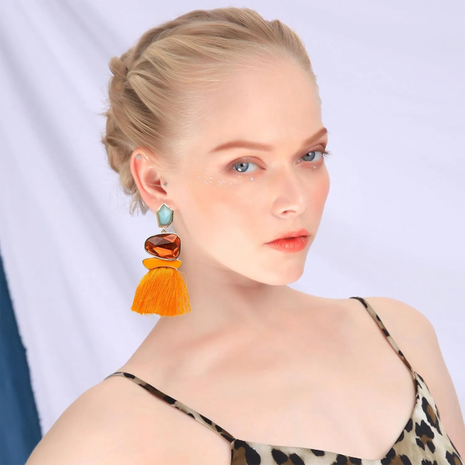 Boho Vintage Statement National Style Tassel Water Heart Leaf Shaped Alloy Long Drop Dangle Earrings
