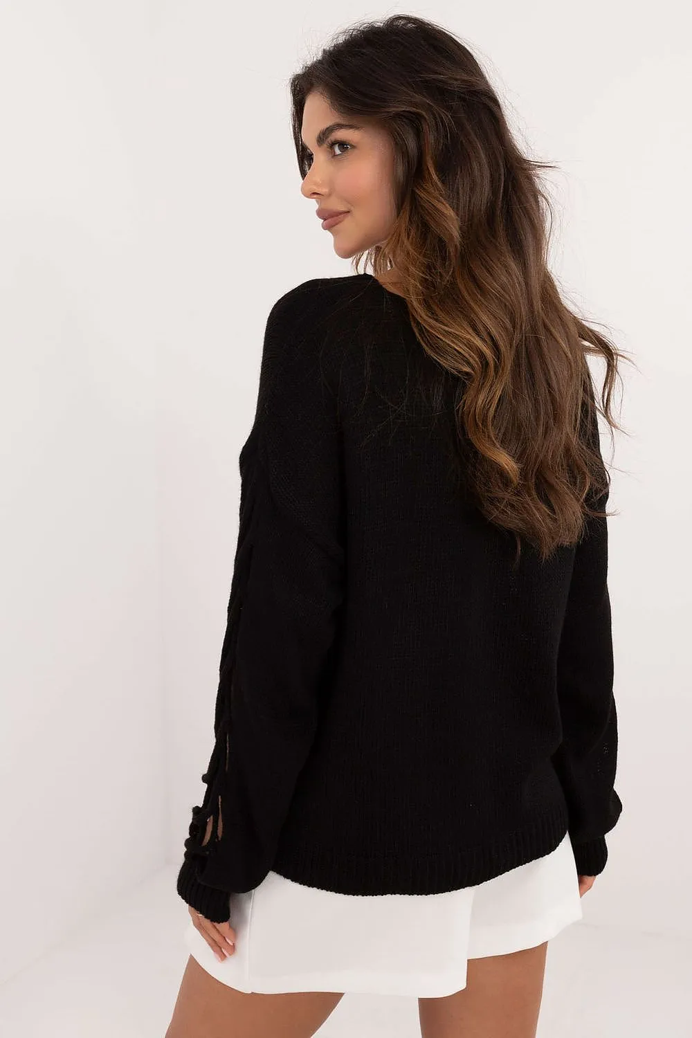 BRAIDED SLEEVE SWEATER