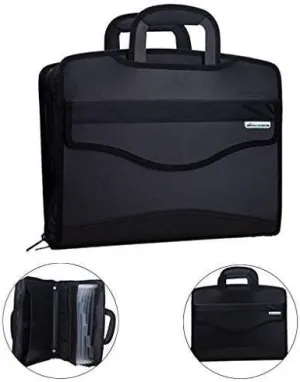 Business Document Bag Portable Top Handle Business Briefcase Bag Waterproof Portfolio Pouch File Bills Document Expanding Storage Organizer Holder Notebook iPad Handbag Stationery for Office Travel