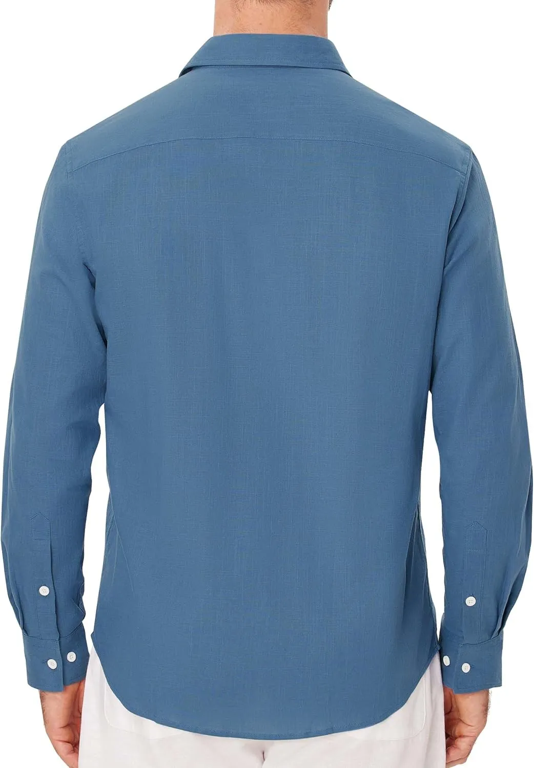 Button Down Linen Shirts for Men Casual Long Sleeve Shirts Cotton Linen Shirt with Pockets Speard Collar