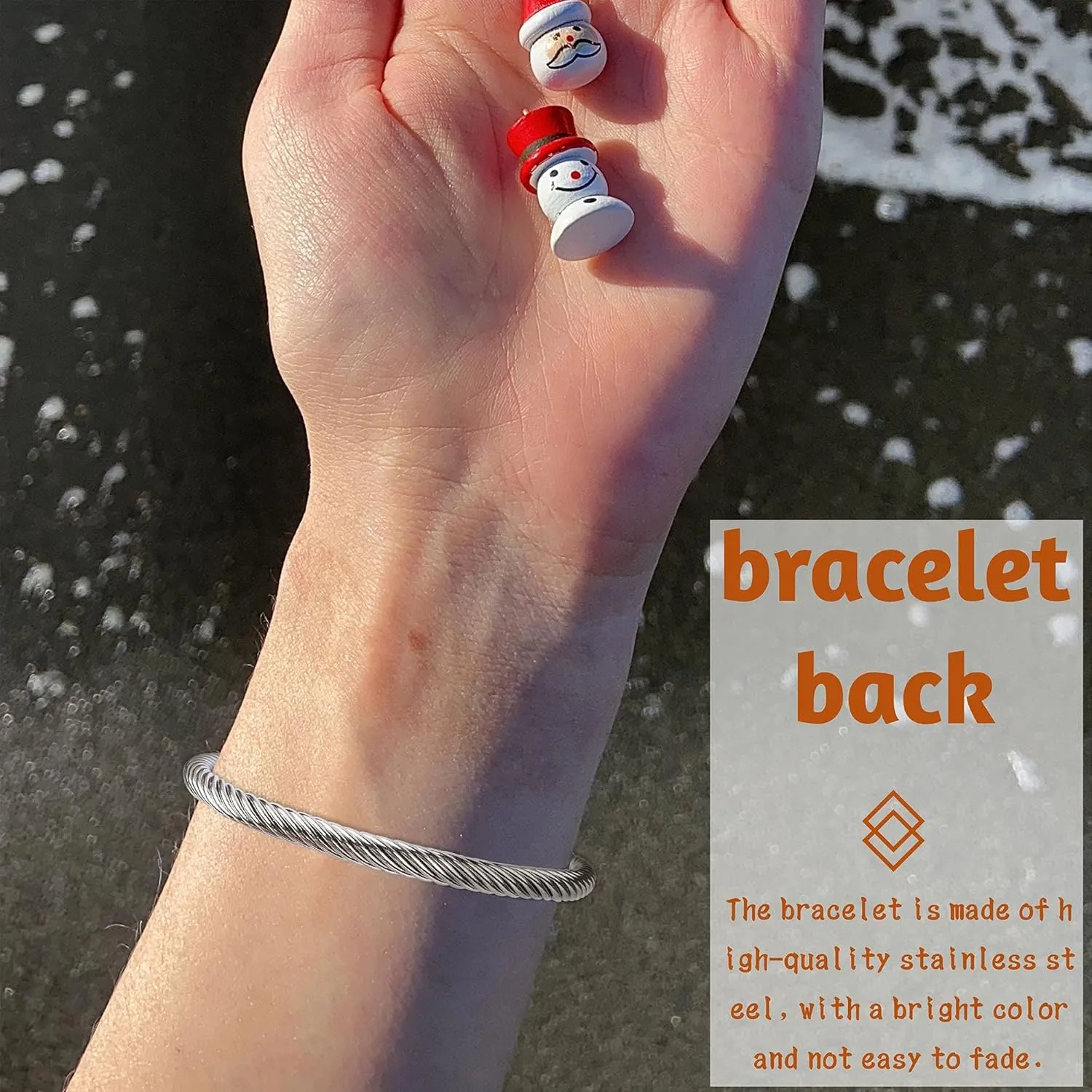 Cable Bracelet for Women, Twisted Cable Wire Bangles Bracelets Two Tone Women Jewelry