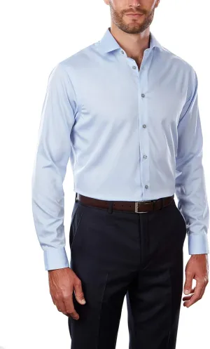 Calvin Klein Men's Big and Tall Slim Fit Non-Iron Herringbone Point Collar Dress Shirt, Blue, 18" Neck 36"-37" Sleeve
