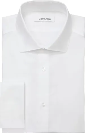Calvin Klein Men's Non Iron Slim Fit French Cuff Dress Shirt, White, 17.5" Neck 34"-35" Sleeve