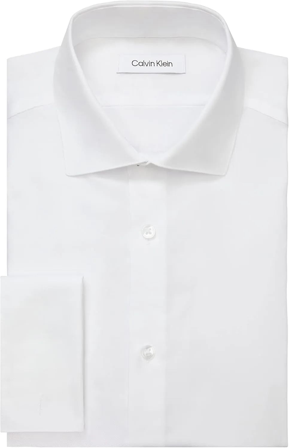 Calvin Klein Men's Non Iron Slim Fit French Cuff Dress Shirt, White, 17.5" Neck 34"-35" Sleeve